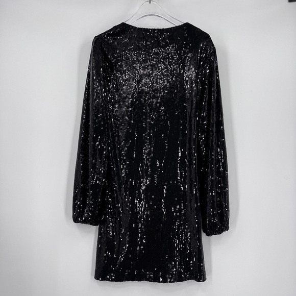 LEYDEN Sequined Wrap Mini Dress in Black Size Xs NWT (Missing Belt) - Picture 6 of 12
